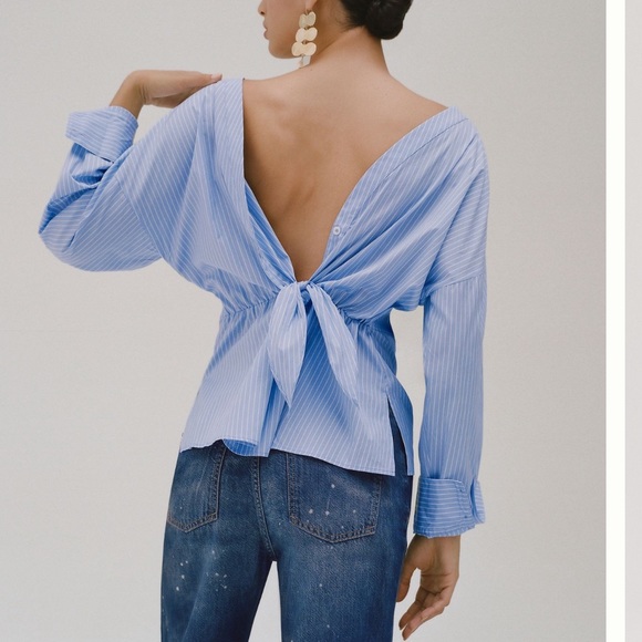 Anthropologie X Harshman Blue Striped Blouse - Picture 6 of 6